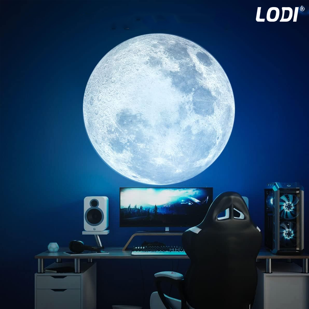 Mini Proiector Lodi1452, proiecție Luna/Pamant, trepied stabil si ajustabil, rotire 360 de grade, lentila HD, luminozitate ridicata, conectivitate USB, negru