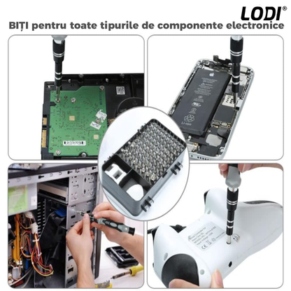 Set Trusa Surubelnite de Precizie 112 in 1 Lodi121,  pentru Macbook, iMac, iPhone, electronice, telefon, PC, otel S2, varf magnetic,  negru