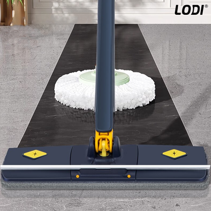 Mop cu Cap Dreptunghiular Lodi1161, rotire 360 grade, telescopic, curatare usoara, 2 lavete incluse, 105 cm, albastru/galben
