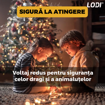 Instalatie de Craciun Liniara Lodi1433, 240 LED-uri, 8 jocuri de lumini, alimentare la priza, interior/exterior, rezistenta la apa, 50 m, alb cald