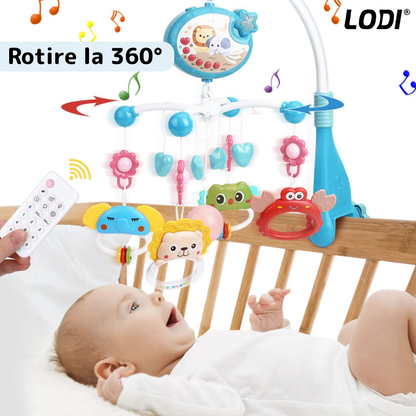 Carusel Muzical pentru Patut Lodi137, Bebe, control prin telecomanda, proiector, muzica si lumini, jucarii detasabile, multicolor