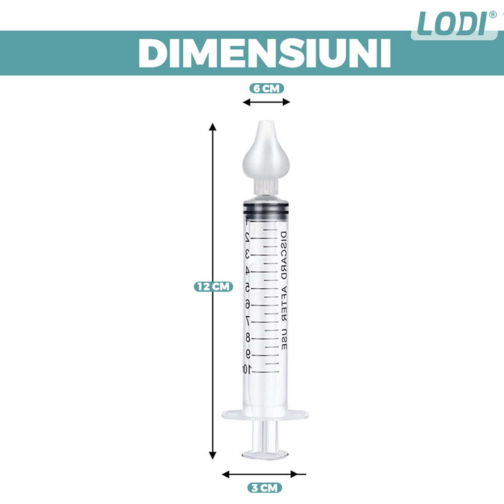 Set 2 Bucati Irigator / Dus Lavaj Nazal Lodi528, dispozitiv curatare sinusuri si decongestie nazala, cap din silicon, 10ml, transparent