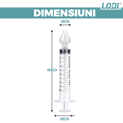 Set 2 Bucati Irigator / Dus Lavaj Nazal Lodi528, dispozitiv curatare sinusuri si decongestie nazala, cap din silicon, 10ml, transparent