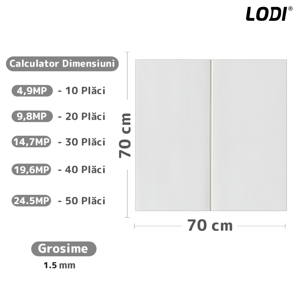 Set 10x Tapet 3D Lodi832, suprafata acoperire 4.9 mp, autoadeziv, Model Placa Dubla, perete/tavan, waterproof, usor de montat, design modern, 70x77 cm, alb