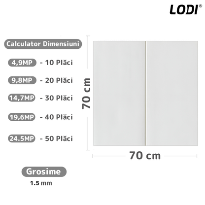 Set 10x Tapet 3D Lodi832, suprafata acoperire 4.9 mp, autoadeziv, Model Placa Dubla, perete/tavan, waterproof, usor de montat, design modern, 70x77 cm, alb