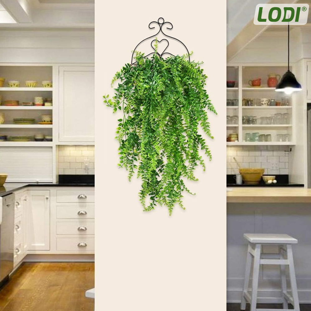 Set 2 Plante Artificiale Tip Iedera Lodi1128, ramuri agatatoare, aspect natural, rezistente la conditii meteo, frunze detasabile, interior/exterior, 85 cm, verde