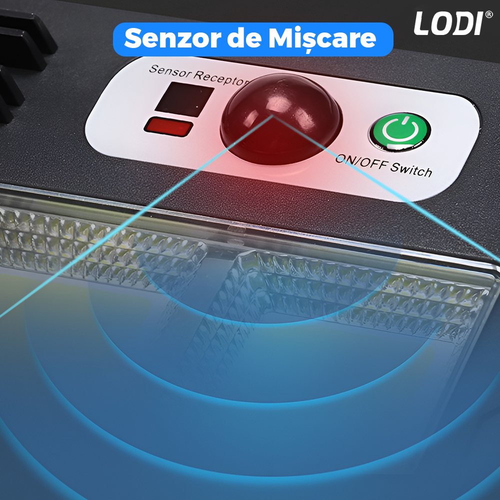 Lampa Solara Stradala 6 LED-uri Lodi874, 3 capete, control prin telecomanda, senzor de miscare, 3 moduri de iluminare, protectie IP65, Waterproof, exterior, negru