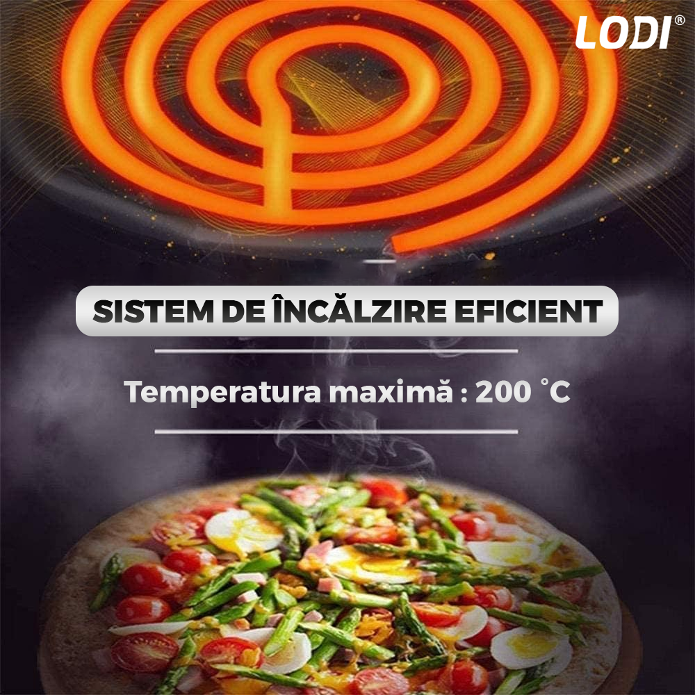 Friteuza Dubla Fara Ulei Air Fryer Lodi855, 100 tavi de copt cadou,tehnologie smart sensing, programe smart chef automate, afisaj digital, capacitate 8 L, tehnologie de eliminare a grasimii, functie de pastrare la cald,tensiune alimentare 220-240 V, negru