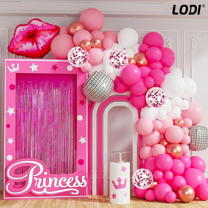 Set 25 Baloane Lodi1042, Litere, pentru Petreceri/Aniversari/Evenimente, confetti, stelute, model HAPPY BIRTHDAY, roz/mov/alb