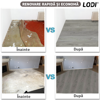 Set 36 Placi de Pardoseala Autoadezive Tip Parchet Lodi600, durabile, adeziv puternic,  PVC, 914.4mm x152.4mm, mm 4.9 m²/box, gri dungi