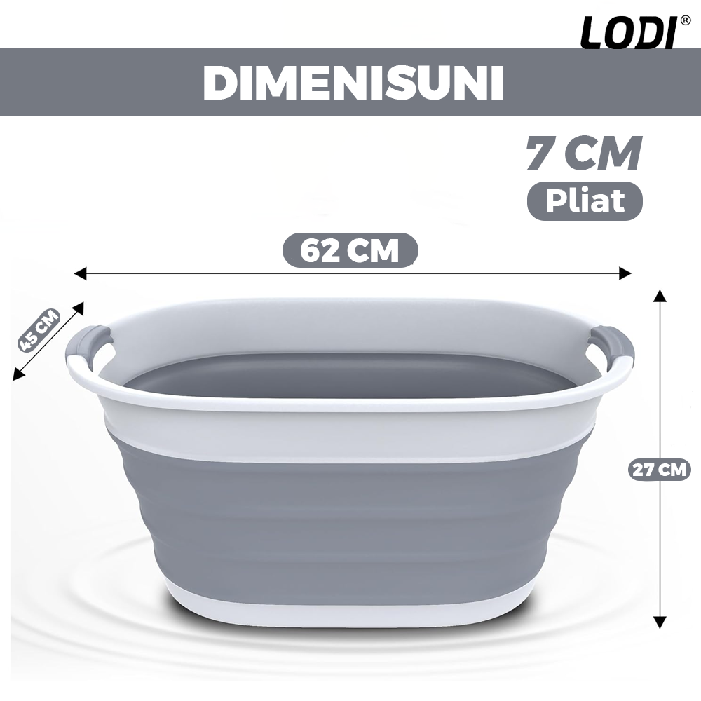 Cos de Rufe Pliabil  Lodi676, organizare si depozitare, multiafunctional, compact, 24 litri, 53 x 38 x 24 cm, gri