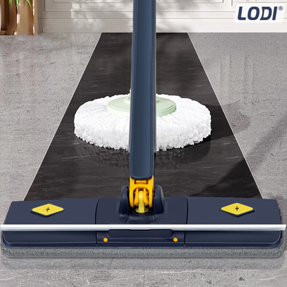Mop cu Cap Dreptunghiular Lodi1177, rotire 360 grade, telescopic, curatare usoara, 3 lavete incluse, 123 cm, albastru/galben