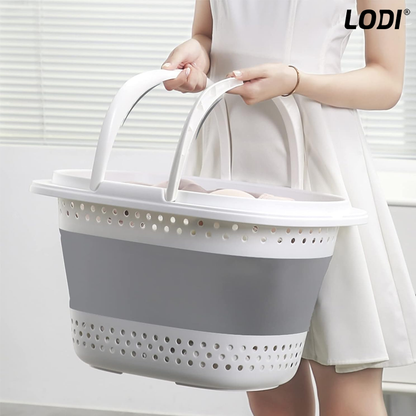 Cos de Rufe Pliabil Mic cu Manere Lodi943, organizare si depozitare, multifunctional, compact, 30 litri, 42 x 32 x 28 cm, gri