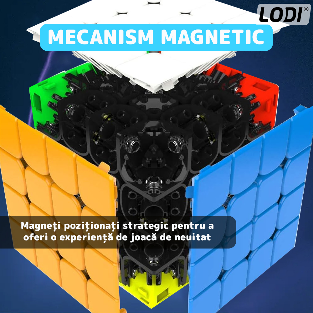 Cub Rubik Magic Cube Magnetic Lodi365, speed puzzle, stickerless, dezvoltarea inteligentei, 4x4x4, multicolor