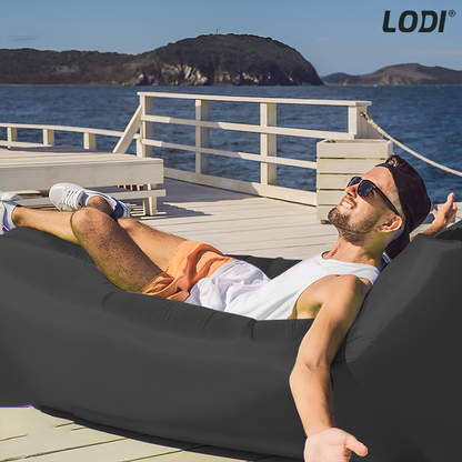 Saltea Gonflabila Tip Sezlong Lazybag Lodi1235, material rezistent, umflare fara pompa, pentru plaja/picnic/camping, rucsac de depozitare, 190 x 70 cm, negru