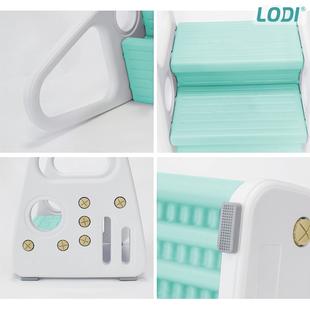 Scaunel Inaltator pentru Copii Lodi640, multifunctional,  tip scara, doua trepte, suprafata anti-alunecare, manere laterale, pentru bucatarie/baie, confortabil, sigur, turcoaz