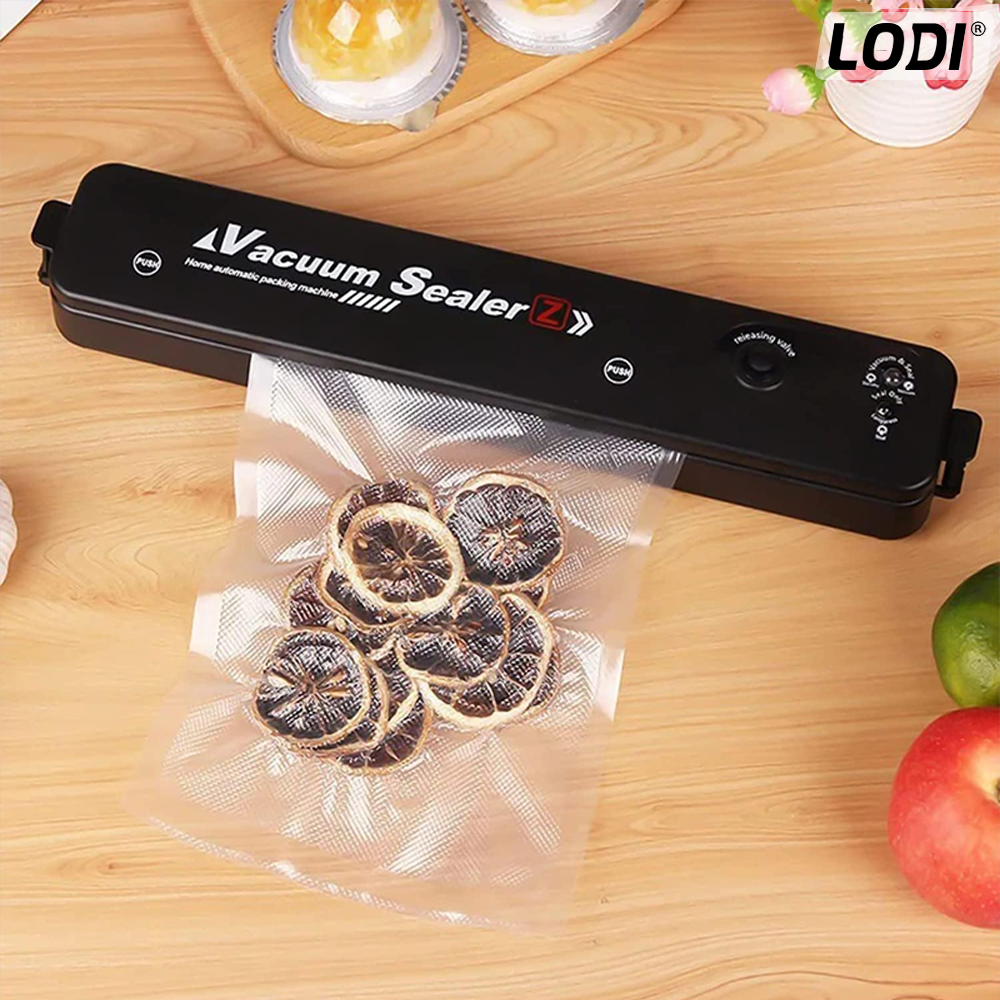 Aparat de Sigilat si Vidat Lodi1122, set 2 role de vidat gofrate 17 cm x 5 m cadou, alimente si obiecte, vidare umeda/uscata/soft, 90W, 220V, portabil, negru