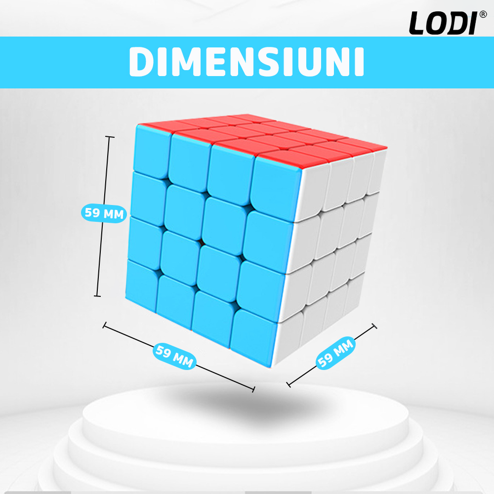 Cub Rubik Magic Cube Magnetic Lodi365, speed puzzle, stickerless, dezvoltarea inteligentei, 4x4x4, multicolor