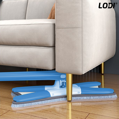 Mop cu Cap in Forma de X Lodi554, rotire 360 grade, telescopic, curatare usoara, 4 lavete incluse, 123 cm, albastru deschis