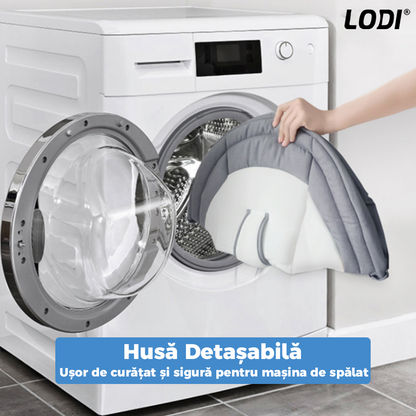 Leagan Electric Lodi986, conectivitate Bluetooth, control tactil, telecomanda, tava detasabila, acoperis rabatabil, plasa protectie tantari pentru bebelusi, jucarii, muzica, gri/alb