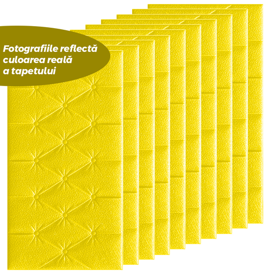 Set Tapet 3D Lodi389, suprafata acoperire 2.45 mp, autoadeziv, waterproof, design modern, usor de montat, 70x35cm, galben