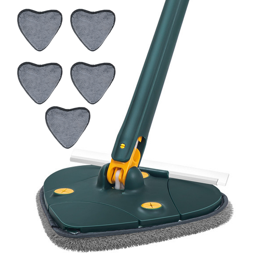 Mop cu Cap in Forma de Inima Lodi1155, rotire 360 grade, telescopic, curatare usoara, 5 lavete incluse, 127 cm, verde/galben