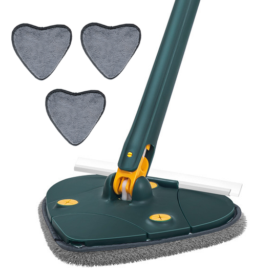 Mop cu Cap in Forma de Inima Lodi1156, rotire 360 grade, telescopic, curatare usoara, 3 lavete incluse, 127 cm, verde/galben