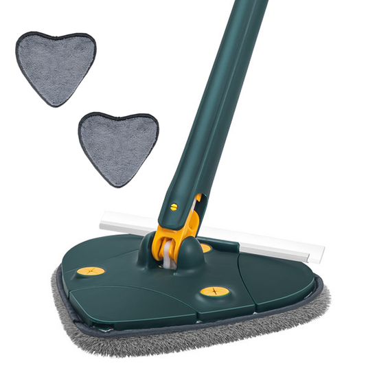 Mop cu Cap in Forma de Inima Lodi1157, rotire 360 grade, telescopic, curatare usoara, 2 lavete incluse, 127 cm, verde/galben