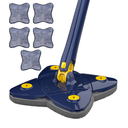 Mop cu Cap in Forma de Stea Lodi1151, rotire 360 grade, telescopic, curatare usoara, 5 lavete incluse, 123 cm, albastru/galben
