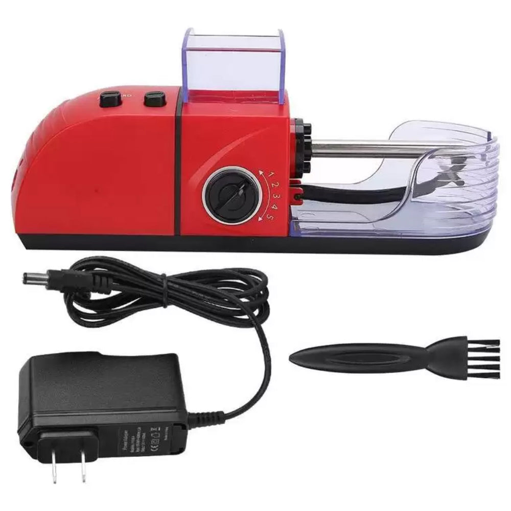 Aparat Electric de Facut Tigari Lodi280, injector tutun, 5 niveluri de maruntire, ergonomic, dimensiune standard, accesorii incluse, rosu