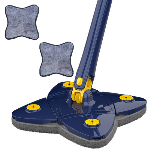 Mop cu Cap in Forma de Stea Lodi1153, rotire 360 grade, telescopic, curatare usoara, 2 lavete incluse, 123 cm, albastru/galben